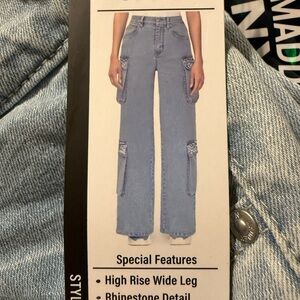 Blue Flare Wide Leg High-Rise Jeans